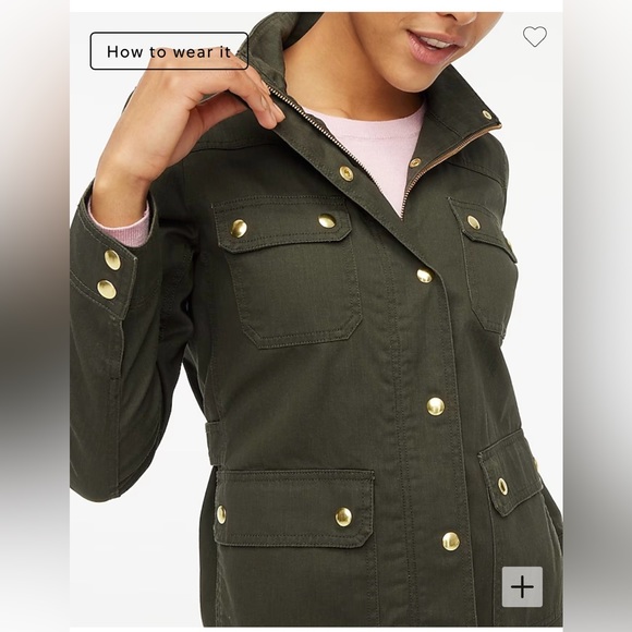 NWT J.Crew Factory XXSP Petite Mossy Brown resin-coated twill field jacket - Picture 4 of 12